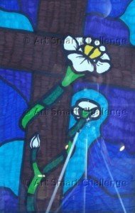 flower around tree - stained glass project