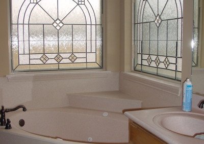 Stained glass in bathroom