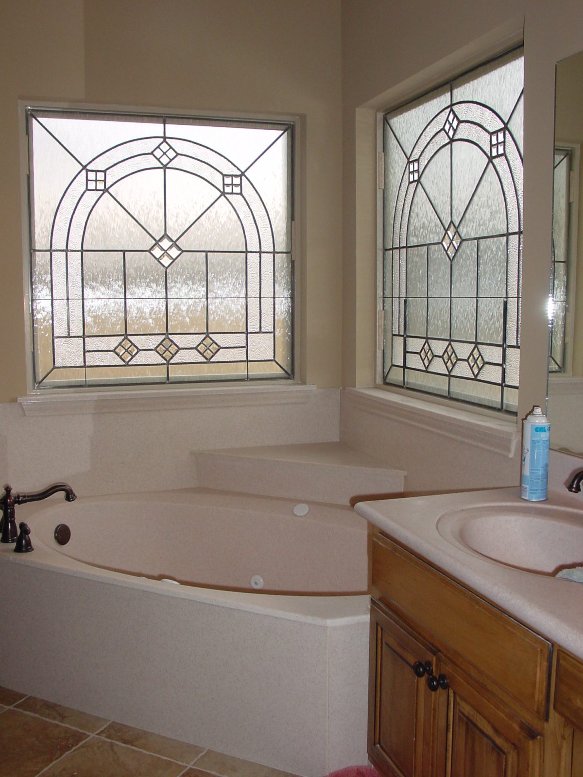 Stained glass in bathroom