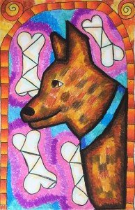 Allie Kong Woof Woof stained glass art