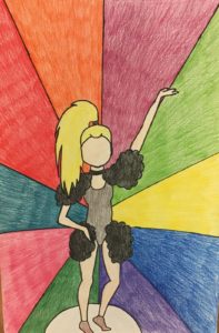 cheerleader woman stained glass art