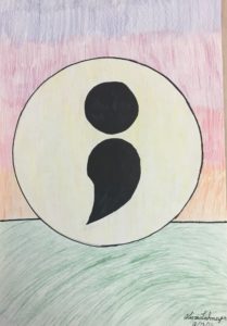 semi colon stained glass art