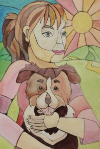 Woman with dog - Stained Glass Projects